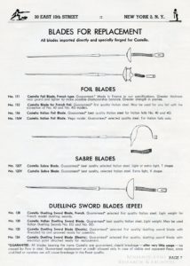 Castello fencing blade numbers from 1955