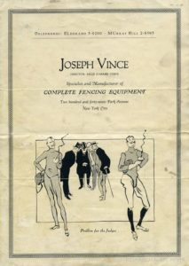 Joseph Vince Fencing Equipment catalog cover