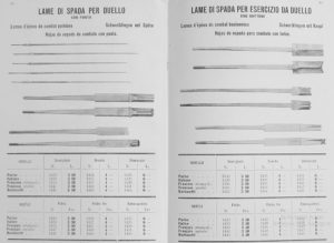1907 Serafino Fratelli fencing catalog and blades